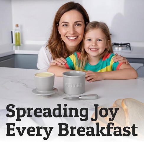 PriorityChef French Butter Crock مع غطاء ، حافظ على انتشار الزبدة وذقي حارس الزبدة للمغادرة على العداد ، طبق الزبدة الفرنسي مثالي للخبز والخبز ، هدية مثالية المطبخ ، أبيض in Kuwait