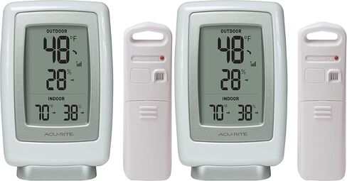 AcuRite 00611 ميزان حرارة داخلي وخارجي مع مستشعر درجة حرارة لاسلكي ومقياس رطوبة أبيض صغير in Saudi Arabia