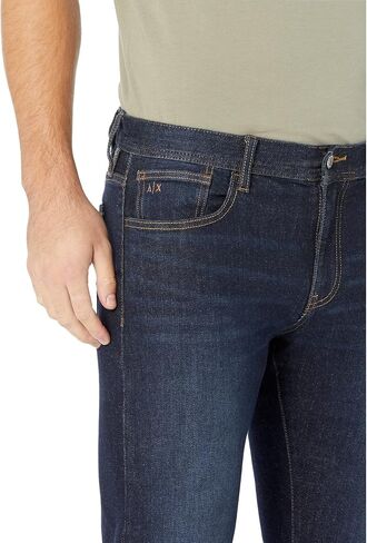 A|X ARMANI EXCHANGE mens 5 Pocket Pocket Slim Denim Jeans, Dark Wash/Tobacco Stitching/Stretch Cotton, 34 US in Saudi Arabia