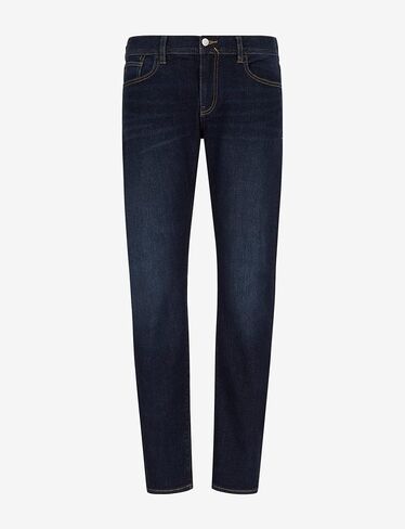 A|X ARMANI EXCHANGE mens 5 Pocket Pocket Slim Denim Jeans, Dark Wash/Tobacco Stitching/Stretch Cotton, 34 US in Saudi Arabia