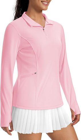 قمصان Magcomsen للسيدات الطويلة مع حماية شمس الجيب 1/4 Zip Summer Quick Dry Upf 50+ Quarter Zip Pullover in Saudi Arabia