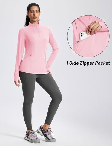 قمصان Magcomsen للسيدات الطويلة مع حماية شمس الجيب 1/4 Zip Summer Quick Dry Upf 50+ Quarter Zip Pullover in Saudi Arabia