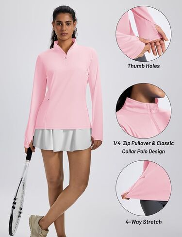 قمصان Magcomsen للسيدات الطويلة مع حماية شمس الجيب 1/4 Zip Summer Quick Dry Upf 50+ Quarter Zip Pullover in Saudi Arabia