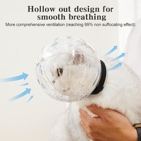 Cat Muzzle with Breathable Hood, Transparent Anti-Bite Astronaut-Style Face Cat Mask Hood for Grooming & Bathing, Trimming Nails, Prevent from Small Dog Cats Biting and Chewing, for Neck 7.36-8.94'' in Kuwait