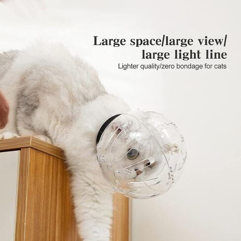 Cat Muzzle with Breathable Hood, Transparent Anti-Bite Astronaut-Style Face Cat Mask Hood for Grooming & Bathing, Trimming Nails, Prevent from Small Dog Cats Biting and Chewing, for Neck 7.36-8.94'' in Kuwait