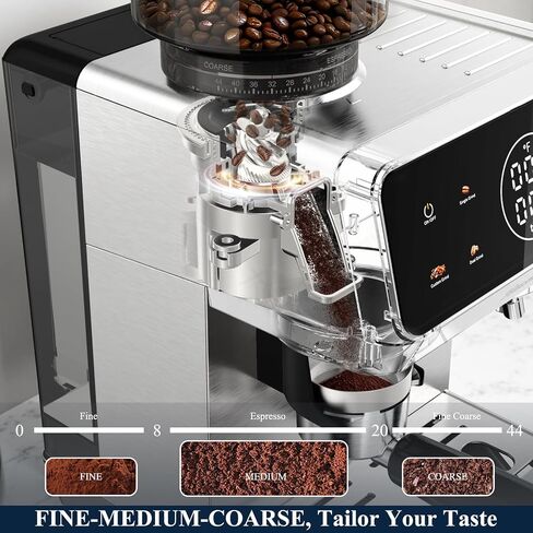 CM1620 Espresso Machine with Built-In Conical Burr Grinder, 20 Bar Espresso Maker with Powerful Steam Wand Milk Frother, Stainless Steel Coffee Machine for Latte & Cappuccino in Saudi Arabia