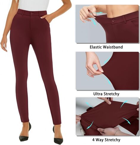 iChosy Women's High Waist Skinny Comfy Stretchy Work Pants with Pockets in Kuwait