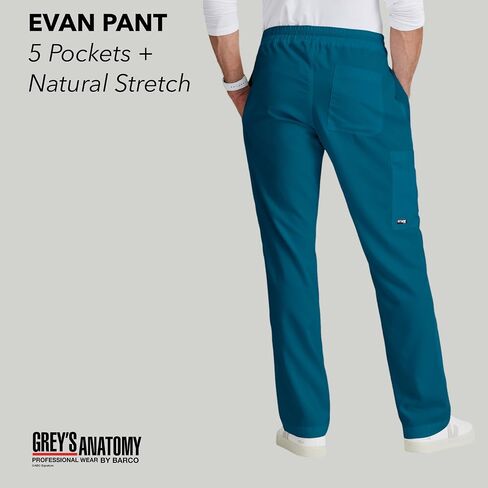 BARCO Grey's Anatomy Scrubs - Evan Scrub Pant for Men, Elastic Waist with Zip Fly, Straight Leg Men's Scrub Pant in Saudi Arabia