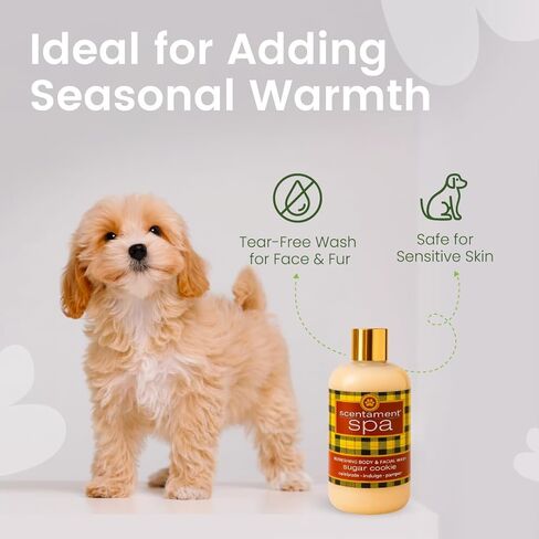 Best Shot Scentament Spa Refreshing Body & Facial Wash for Dogs & Cats, Waterless Dog Wash & Tear Stain Remover, Pet Gentle Face Wash for Sensitive Skin, Sugar Cookie Scent, 16 fl oz in Kuwait