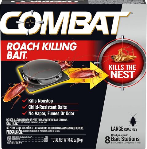 Combat Roach Killing Bait, Roach Bait Station For Large Roaches, Kills The Nest, Child-Resistant, 8 Count,Insects in Saudi Arabia
