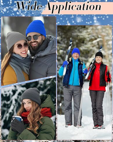 Suhine 128 Pcs Bulk Winter Knit Beanie Hats and Gloves for Men Women Included 64 Warm Beanie and 64 Touchscreen Gloves for Homeless Warm Cozy Gifts in Kuwait