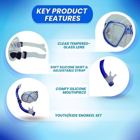 Scuba Choice Comocean Youth Kids Pink Silicone Snorkeling Mask and Snorkel Set in Kuwait