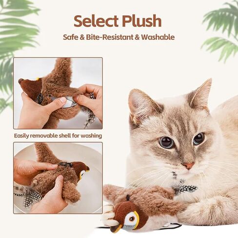 Flying Bird Cat Toy, Rechargeable Flapping Bird Cat Toy, Interactive Cat Toys for Bored Indoor Cats, Flying Simulation Electric Sparrow, With Automatic Obstacle Sensor, Lifelike Chirp Tweet (1pcs) in Saudi Arabia