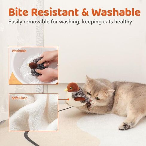 Flying Bird Cat Toy, Rechargeable Flapping Bird Cat Toy, Interactive Cat Toys for Bored Indoor Cats, Flying Simulation Electric Sparrow, With Automatic Obstacle Sensor, Lifelike Chirp Tweet (1pcs) in Saudi Arabia