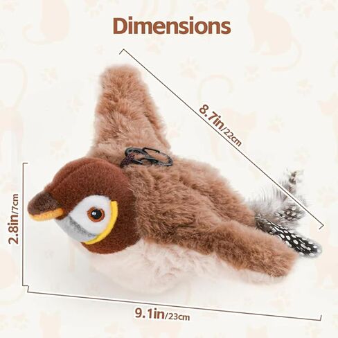 Flying Bird Cat Toy, Rechargeable Flapping Bird Cat Toy, Interactive Cat Toys for Bored Indoor Cats, Flying Simulation Electric Sparrow, With Automatic Obstacle Sensor, Lifelike Chirp Tweet (1pcs) in Saudi Arabia