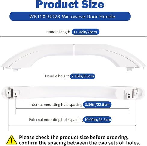 WB15X10023 مقبض باب فرن الميكروويف باللون الأبيض متوافق مع GE HotPoint EMO2000C01WW EMO2000C02WW JVM1410WC001 JVM1410WC002، استبدال 769529 WB15X10084 AP2021174 EAP232103 PS232103 in Kuwait