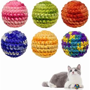 Jingle Cat Toy Balls 6 Pack 1.77" Woolen Yarn with Bell - Indoor Kitten Toys for Safe Chew & Play, Includes Gift Box in Saudi Arabia