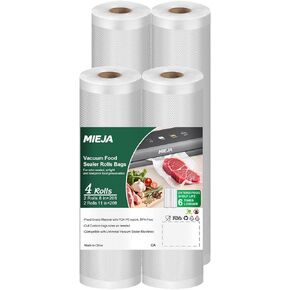 Vacuum Sealer Rolls Bags, 6 Pack 3 Rolls 11" x 20' & 3 Rolls 8" x 20' Commercial Grade BPA Free Bag Rolls, Durable Customized Size Food Vac Bags for Meal Prep, Storage and Sous Vide Cooking in Saudi Arabia