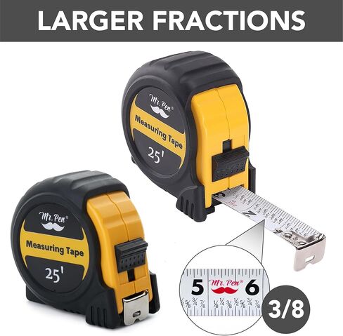 Mr. Pen- Tape Measure, 25-Foot, Steel Measuring Tape, Retractable Measuring Tape, Tape Measure with Fractions, Easy Read Tape Measure, Tape Measure 25 ft, Steel Tape Measure. in Saudi Arabia