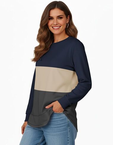 AURUZA Womens Sweatshirts Hoodies Fleece Long Sleeve Crewneck Oversized Pullover Sweaters Casual Crew Neck Fall Clothes Pink in Kuwait