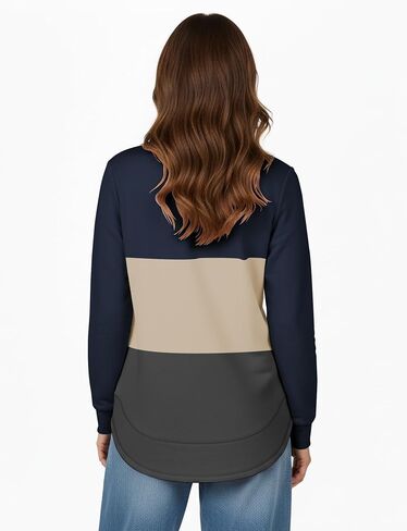 AURUZA Womens Sweatshirts Hoodies Fleece Long Sleeve Crewneck Oversized Pullover Sweaters Casual Crew Neck Fall Clothes Pink in Kuwait