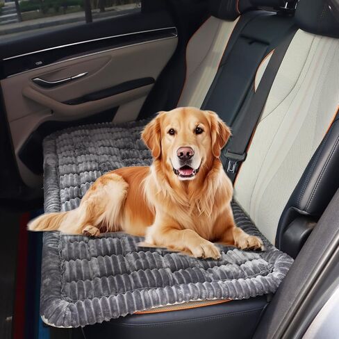 Backseat Pet Bed Mat Non-Slip Dog Car Seat Cover Scratch Chew Resistant Dog Blanket for SUVs, Trucks & Sedans 23" x 51" Easy Clean Comfortable Car Travel Pet Pad, Black and White in Saudi Arabia