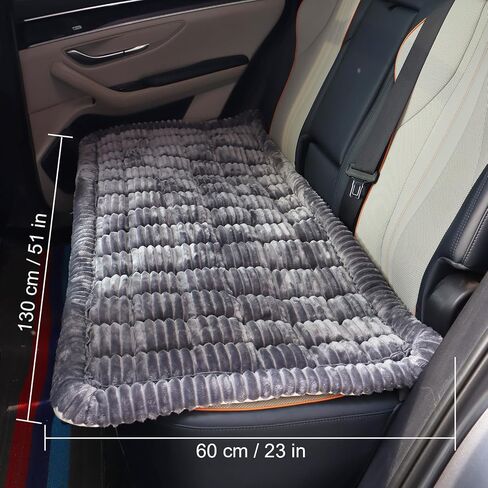 Backseat Pet Bed Mat Non-Slip Dog Car Seat Cover Scratch Chew Resistant Dog Blanket for SUVs, Trucks & Sedans 23" x 51" Easy Clean Comfortable Car Travel Pet Pad, Black and White in Saudi Arabia