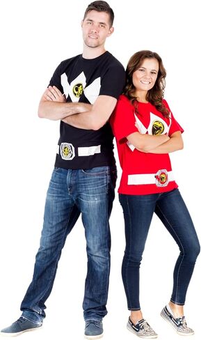 Mighty Morphin Power Rangers Red Blue Yellow Pink Green Black White Blue Costume T-Shirt in Kuwait