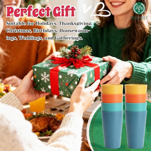 Homienly Plastic Cups Alternatives Unbreakable Drinking Glasses Wheat Straw Cup Sets for Kitchen Camping Party RV Stackable Water Tumblers Dishwasher Freezer & Microwave Safe 6 PCS (12OZ, Multi) in Saudi Arabia