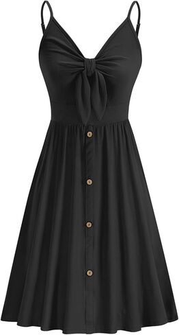 VOTEPRETTY Women's 2023 Floral V Neck Tie Front Spaghetti Strap Beach Dresses with Pockets in Saudi Arabia