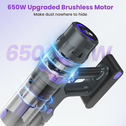 Cordless Vacuum Cleaner, 50Kpa Lightweight Cordless Stick Vacuum, 500W Rechargeable Battery Vacuum with 50min Runtime, LED Display, Stick Vacuum Cleaners for Home Pet Hair Hardfloor Carpet-V2 in Saudi Arabia