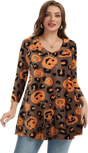LARACE Plus Size Tunic Women's 3/4 Sleeve Tops And Blouses V Neck Shirts Loose Basic Tee in Saudi Arabia