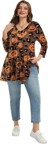 LARACE Plus Size Tunic Women's 3/4 Sleeve Tops And Blouses V Neck Shirts Loose Basic Tee in Saudi Arabia