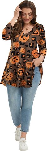 LARACE Plus Size Tunic Women's 3/4 Sleeve Tops And Blouses V Neck Shirts Loose Basic Tee in Saudi Arabia