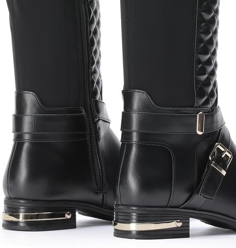 أحذية JustFab Noel المسطحة للنساء - أحذية نسائية، أحذية ركوب الخيل، أحذية عالية للركبة للنساء، أحذية طويلة وأحذية طويلة للنساء - أحذية كاجوال للنساء in Kuwait