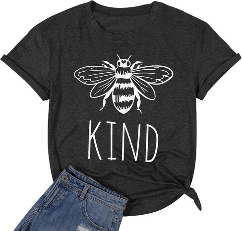 Be Kind Tshirt Women Cute Bee Graphic Shirt Funny Inspirational Teacher Short Sleeve Tees Tops in Kuwait