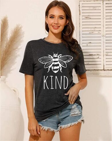 Be Kind Tshirt Women Cute Bee Graphic Shirt Funny Inspirational Teacher Short Sleeve Tees Tops in Kuwait