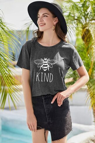 Be Kind Tshirt Women Cute Bee Graphic Shirt Funny Inspirational Teacher Short Sleeve Tees Tops in Kuwait