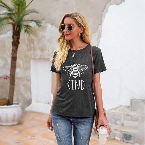 Be Kind Tshirt Women Cute Bee Graphic Shirt Funny Inspirational Teacher Short Sleeve Tees Tops in Kuwait