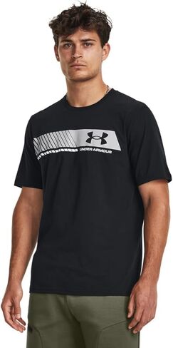 تي شيرت رجالي بأكمام قصيرة مخطط على الصدر الأيسر من Under Armour in Saudi Arabia