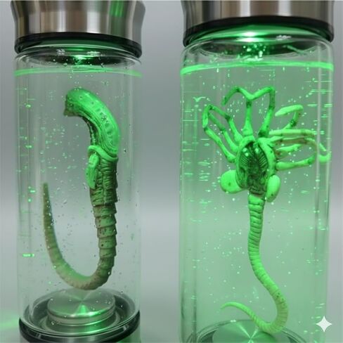 Alien Creature Popcorn Bucket, LED Lighted Alien Gothic Popcorn Bucket Home Decor, Creepy Halloween Party Tabletop Decoration Accessories(Alien Creature) in Saudi Arabia