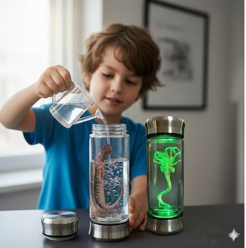 Alien Creature Popcorn Bucket, LED Lighted Alien Gothic Popcorn Bucket Home Decor, Creepy Halloween Party Tabletop Decoration Accessories(Alien Creature) in Saudi Arabia
