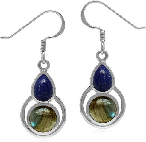 Silvershake Genuine Cabochon Stones 925 Sterling Silver Contemporary Geometric Earrings Pendant Jewelry for Women in Saudi Arabia