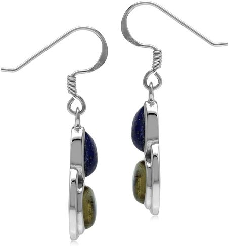 Silvershake Genuine Cabochon Stones 925 Sterling Silver Contemporary Geometric Earrings Pendant Jewelry for Women in Saudi Arabia