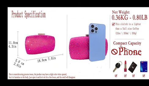 Boutique De FGG Women's Evening Handbags Wedding Party Crystal Clutch Purses Bridal Rhinestone Bags in Kuwait