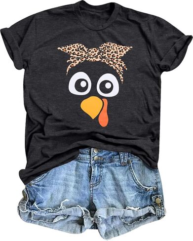 Gobble Thanksgiving Shirt Women Thanksgiving T-Shirt Funny Turkey Graphic Shirts Casual Short Sleeve Fall Tops in Kuwait