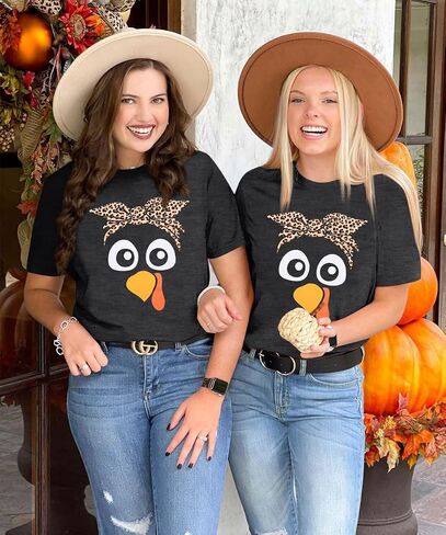 Gobble Thanksgiving Shirt Women Thanksgiving T-Shirt Funny Turkey Graphic Shirts Casual Short Sleeve Fall Tops in Kuwait