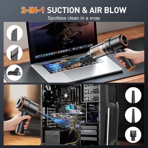 KMM Handheld Car Vacuum Cleaner, 9000Pa Vacuum Cleaner and Air Duster, 120W High Power Wet and Dry Handheld Car Vacuum Cleaner with LED Light and Multi-Nozzles for Car, Home, Office, Pet in Saudi Arabia