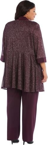 R&M Richards Women's Plus Size Metallic Rib Pant Set in Kuwait