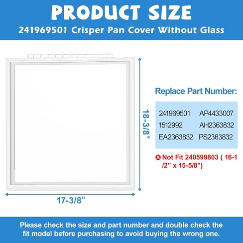 UPGRADED 240443384 Refrigerator Crisper Glass Inset Only for 241969501 Refrigerator Shelf Frame,Glass Crisper Cover Compatible with Frigidaire Refrigerator Replacement Shelf Parts in Saudi Arabia